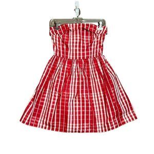 Vineyard vines red & white checkered strapless dress